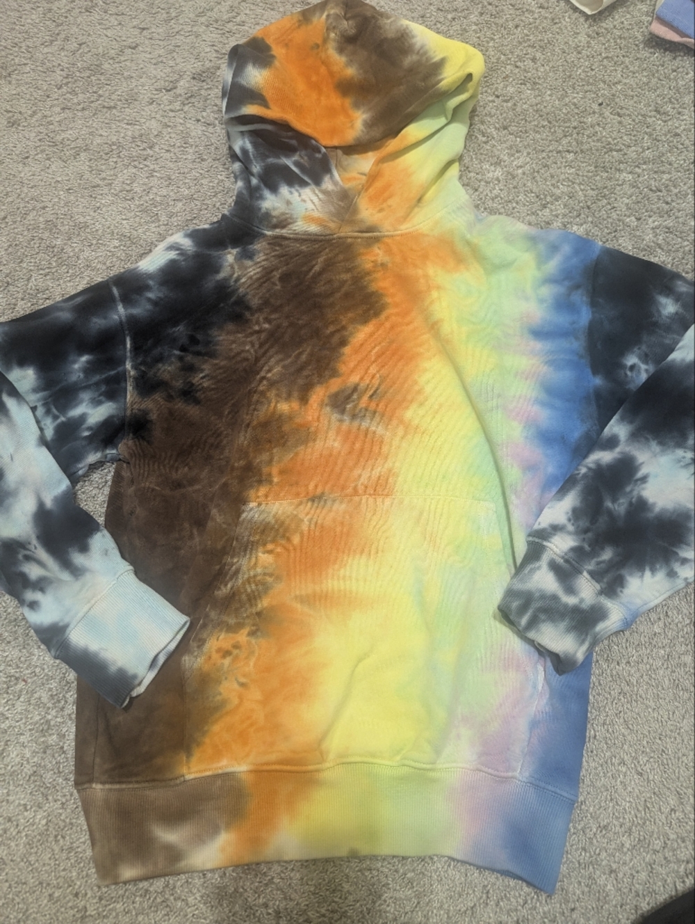 Molo Multicolor Tie-Dye Hoodie with Blue, Green and Orange Accents